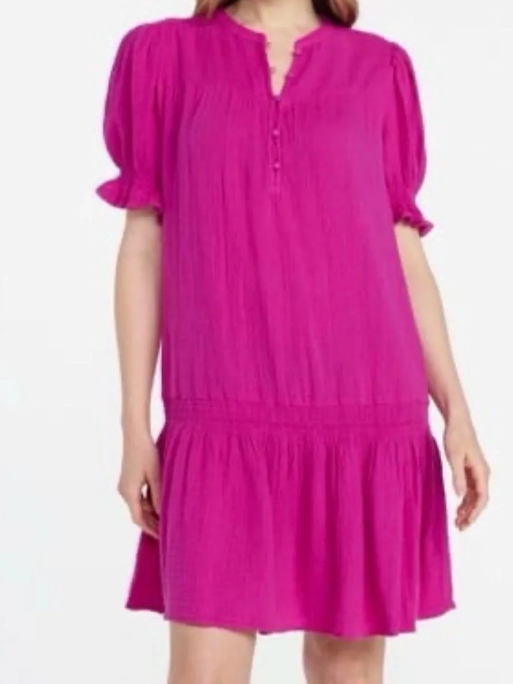 Time and Tru Women's Cotton Double Cloth Mini Dress with Drop Waist, Medium - Picture 2 of 5